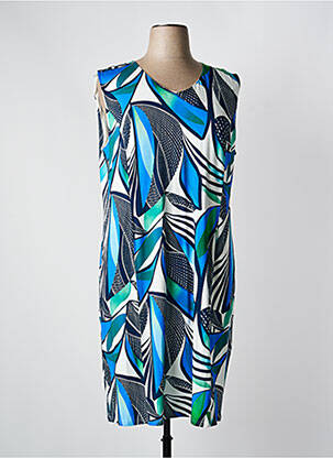 Robe mi-longue imprimé fantaisie sans manche bleu GEVANA femme
