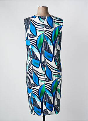 Robe mi-longue imprimé fantaisie sans manche bleu GEVANA femme