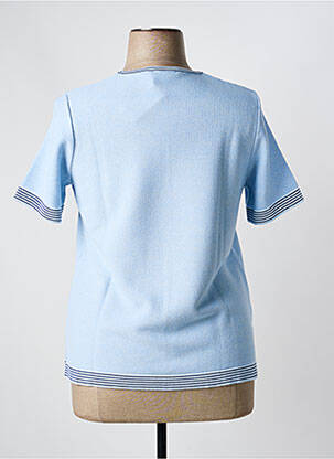 Pull coupe cintrée manches courtes bleu ELEANE femme