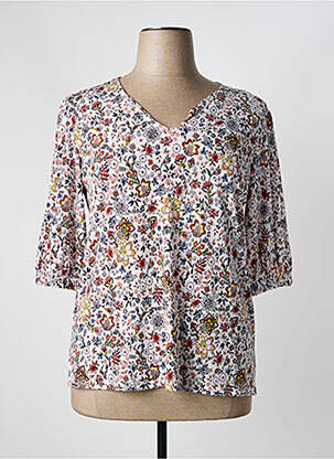 T-shirt col v manches 3/4 blanc GEVANA femme