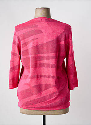 Pull maille ajourée manches 3/4 rose ELEANE femme