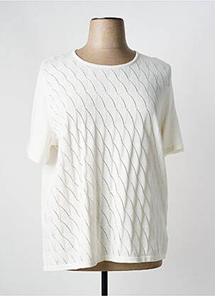 Pull coupe cintrée manches courtes blanc ELEANE femme