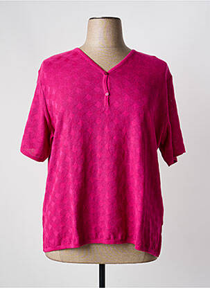 Top tissage jersey manches courtes rose ELEANE femme