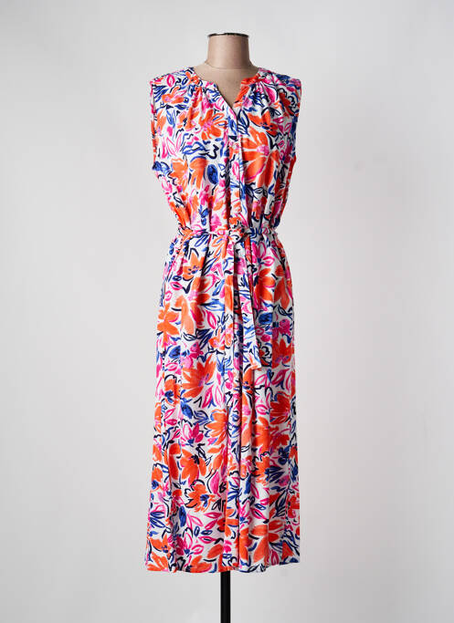 Robe longue imprimé fleurs sans manche rose JENSEN femme