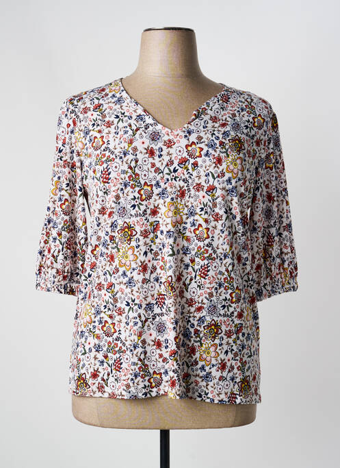 T-shirt col v manches 3/4 blanc GEVANA femme