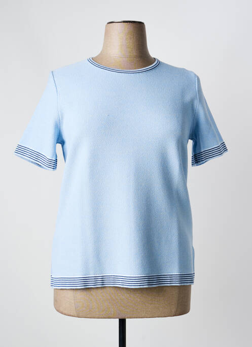 Pull coupe cintrée manches courtes bleu ELEANE femme