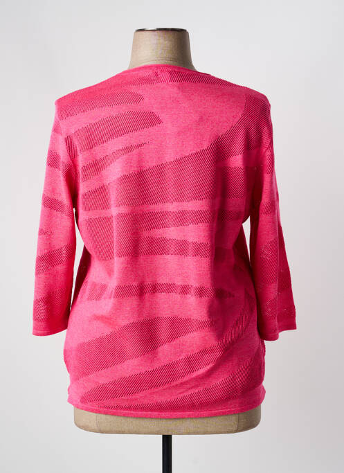 Pull maille ajourée manches 3/4 rose ELEANE femme