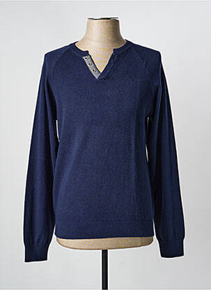 Pull col v manches longues bleu EASYLINE homme