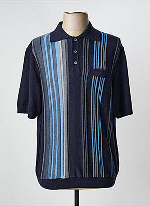Pull stretch manches courtes bleu PAUL RHODAMEL homme