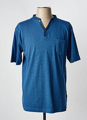 T-shirt col tunisien manches courtes bleu EASYLINE homme