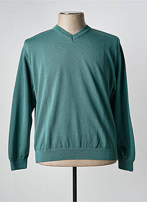 Pull col v manches longues vert EMBLEMATIC homme