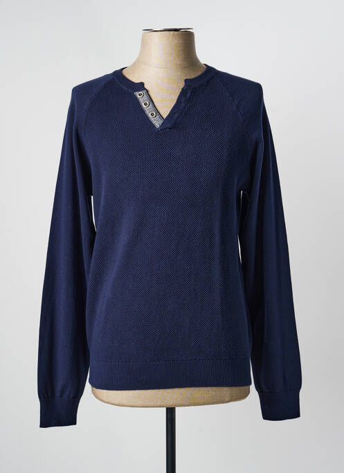 Pull col v manches longues bleu EASYLINE homme