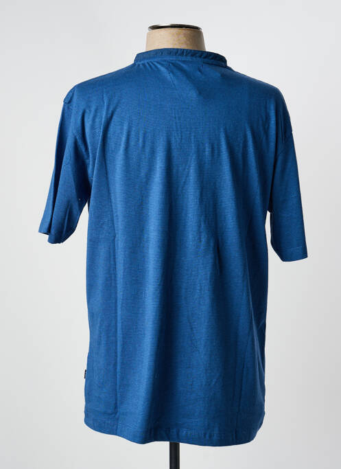 T-shirt col tunisien manches courtes bleu EASYLINE homme