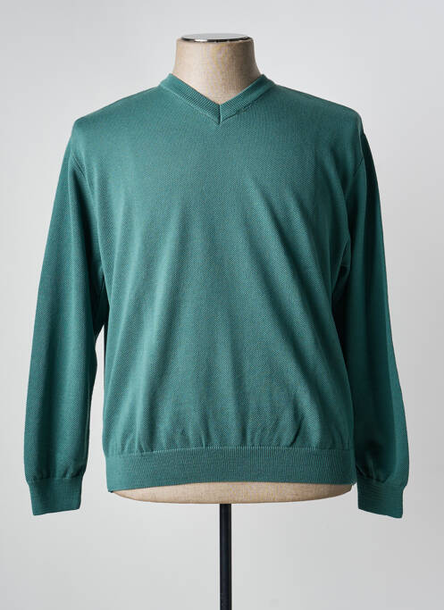 Pull col v manches longues vert EMBLEMATIC homme