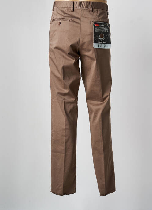 Pantalon chino tissage popeline taille normale marron KITISO homme