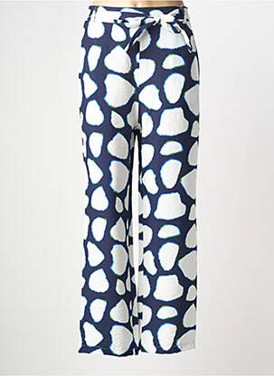 Pantalon droit tissage crêpe taille normale bleu SCORZZO femme