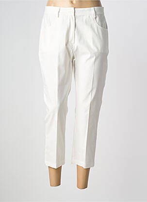 Pantalon 7/8 tissage popeline taille normale blanc QUATRE VINGT JOURS femme