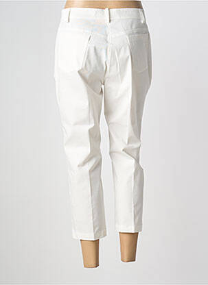 Pantalon 7/8 tissage popeline taille normale blanc QUATRE VINGT JOURS femme