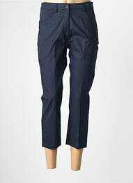 Pantalon 7/8 tissage popeline taille normale bleu QUATRE VINGT JOURS femme