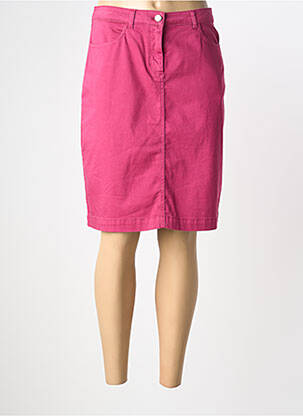 Jupe mi-longue coupe droite rose GEVANA femme