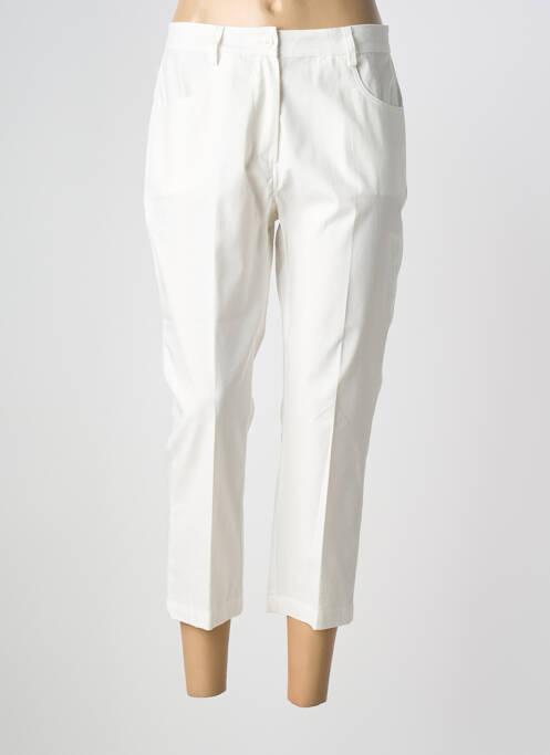 Pantalon 7/8 tissage popeline taille normale blanc QUATRE VINGT JOURS femme