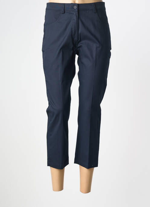 Pantalon 7/8 tissage popeline taille normale bleu QUATRE VINGT JOURS femme