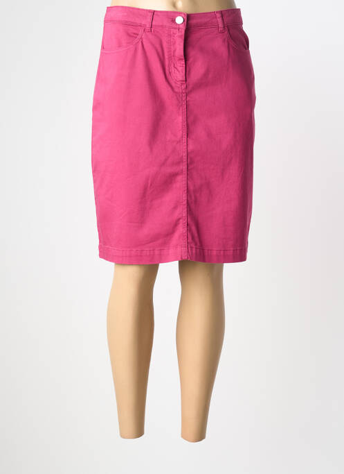 Jupe mi-longue coupe droite rose GEVANA femme