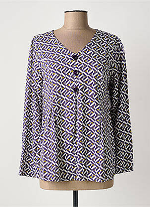 Blouse tissage popeline manches longues violet AGATHE & LOUISE femme