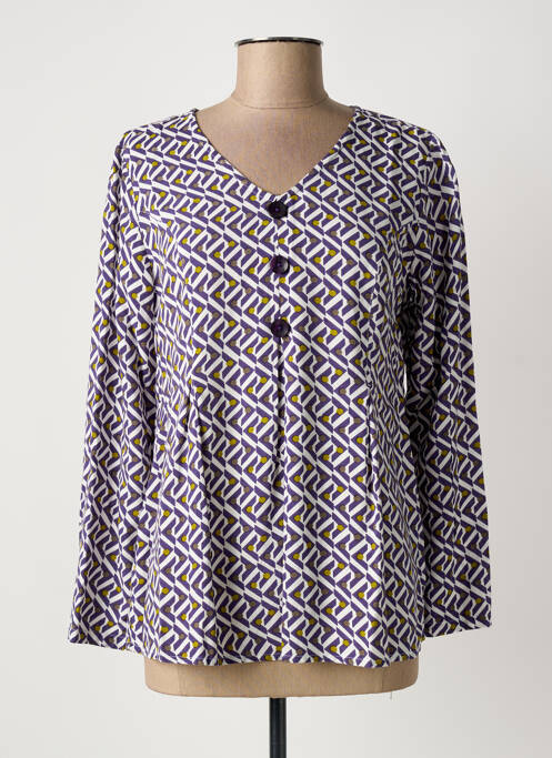 Blouse tissage popeline manches longues violet AGATHE & LOUISE femme