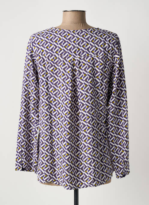 Blouse tissage popeline manches longues violet AGATHE & LOUISE femme