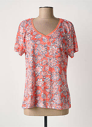 T-shirt col v manches courtes orange CONCEPT K femme
