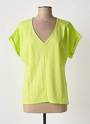 T-shirt col v manches courtes vert SCORZZO femme