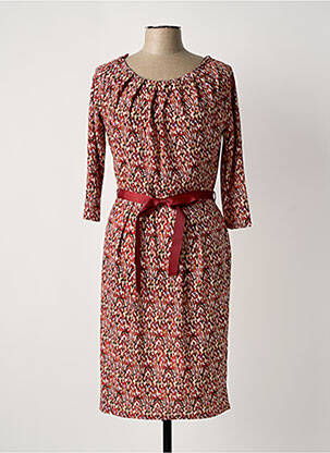 Robe mi-longue manches 3/4 manches 3/4 rouge JULIE GUERLANDE femme