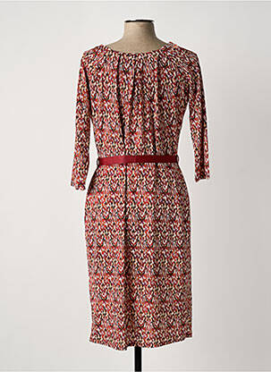 Robe mi-longue manches 3/4 manches 3/4 rouge JULIE GUERLANDE femme
