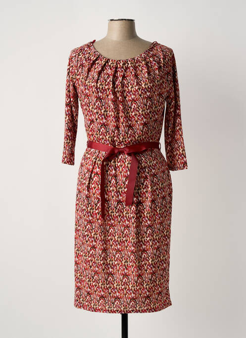 Robe mi-longue manches 3/4 manches 3/4 rouge JULIE GUERLANDE femme