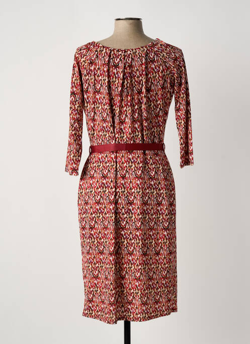Robe mi-longue manches 3/4 manches 3/4 rouge JULIE GUERLANDE femme