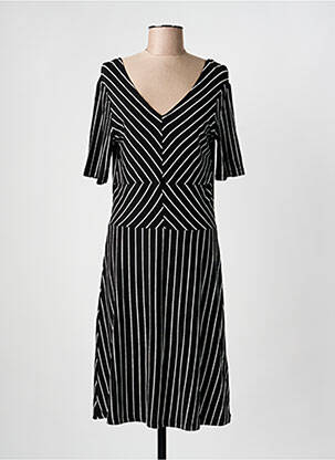 Robe mi-longue manches courtes manches courtes noir GEISHA femme