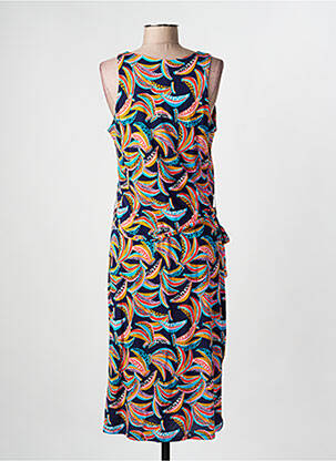Robe mi-longue imprimé fantaisie sans manche bleu SURKANA femme