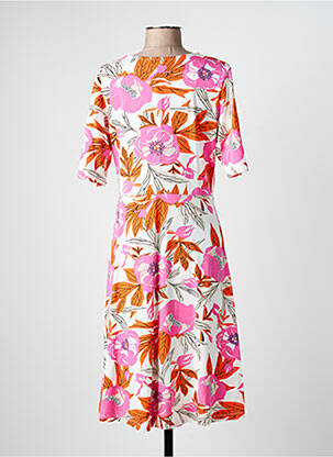 Robe mi-longue imprimé fleurs manches courtes rose ZILCH femme