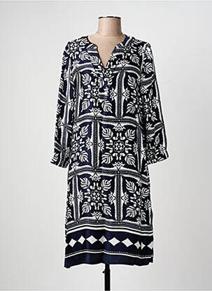 Robe mi-longue coupe fluide manches 3/4 bleu STREET ONE femme