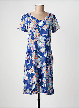 Robe mi-longue imprimé fantaisie manches courtes bleu WHITE STUFF femme