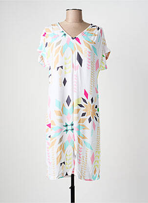 Robe mi-longue coupe fluide manches longues blanc WHITE STUFF femme