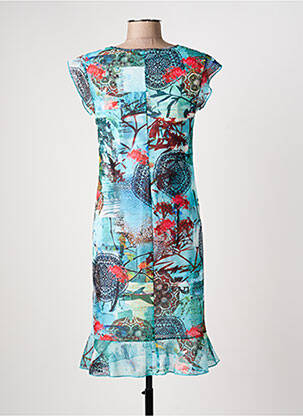 Robe mi-longue imprimé fantaisie manches courtes bleu TELMAIL femme