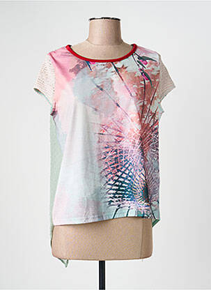 Top tissage crêpe manches courtes bleu SMASH WEAR femme