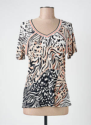 T-shirt col v manches courtes beige LESLIE femme