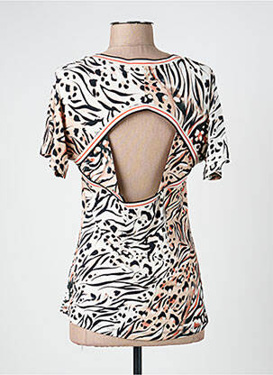 T-shirt col v manches courtes beige LESLIE femme