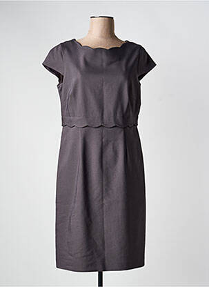 Robe mi-longue fermeture zippée au dos manches courtes gris COMMA, femme