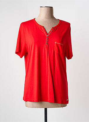 T-shirt col v manches courtes rouge GRIFFON femme