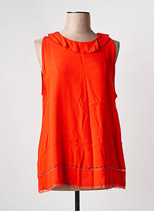 Top coupe cintrée sans manche orange NEW LILY femme