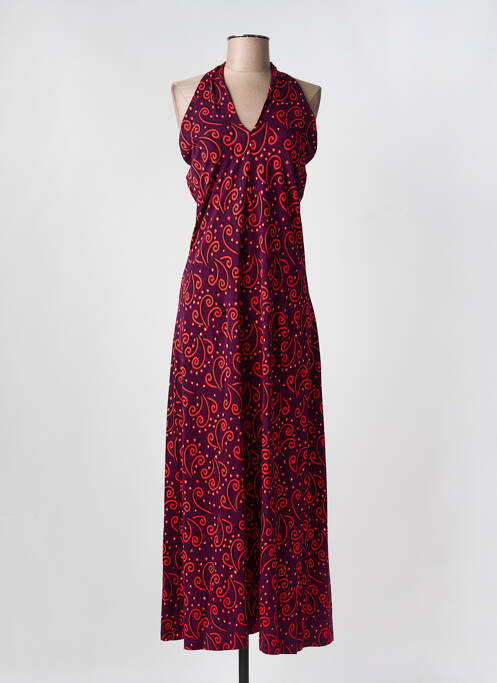 Robe longue imprimé fantaisie fines bretelles violet SURKANA femme